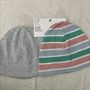 H&M Beanie Striped and Gray Beanie Set